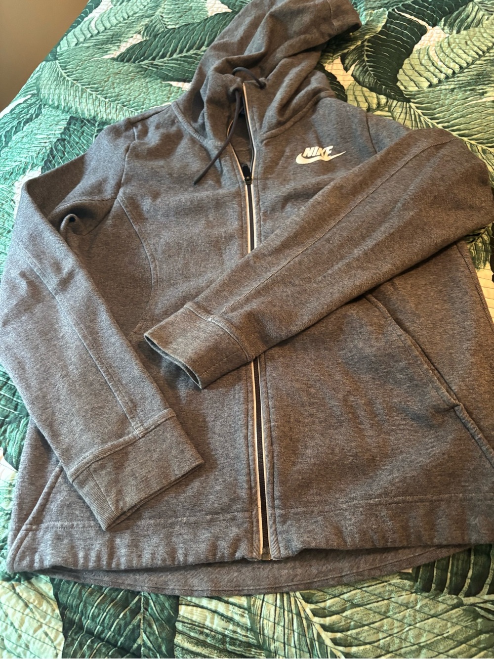 Nike Men's Gray Full-Zip Hooded Sweatshirt Jacket